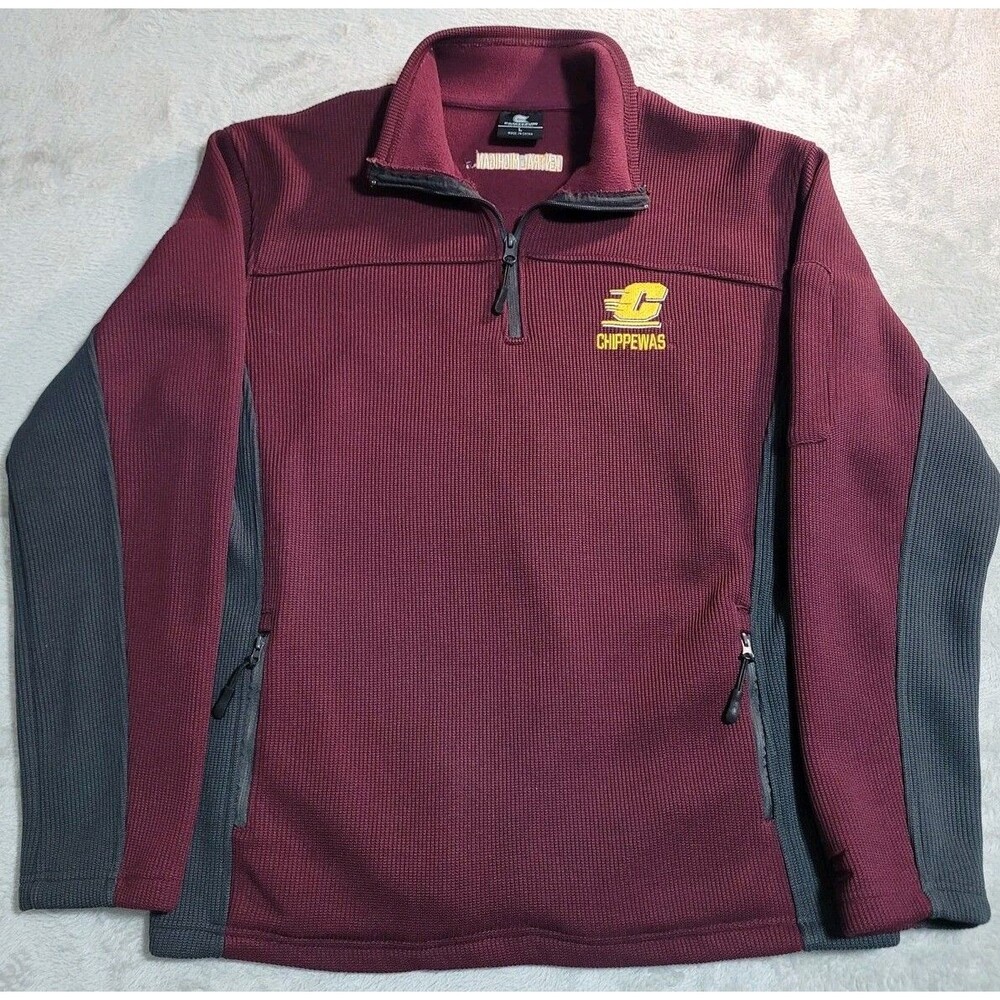 Central Michigan Chippewas Jacket Mens Large Red NCAA Football 1/4 Zip Colosseum